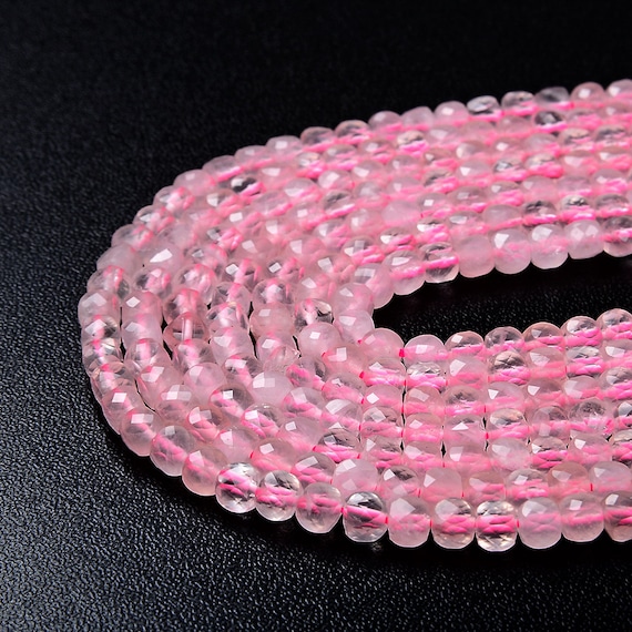 4mm Rose Quartz Gemstone Grade Aaa Micro Faceted Squre Cube Loose Beads Bulk Lot 1,2,6,12 And 50 (p5)