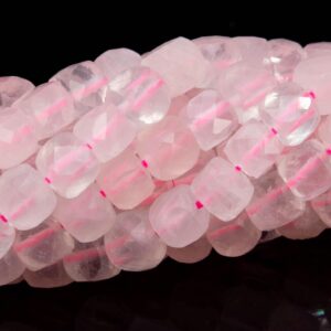 4MM Pale Pink Rose Quartz Beads Faceted Cube Grade AAA Genuine Natural Gemstone Loose Beads 15"/7.5" Bulk Lot Options (111737)