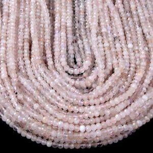 4X3MM Natural Rose Quartz Gemstone Grade A Micro Faceted Rondelle Beads 15 inch Full Strand BULK LOT 1,2,6,12 and 50 (80016404-P62)