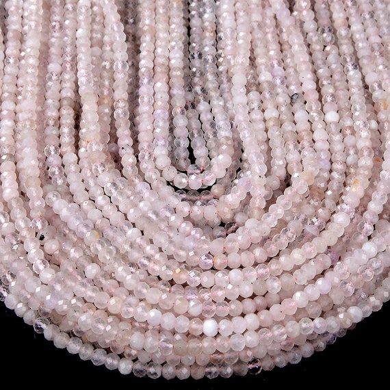 4x3mm Natural Rose Quartz Gemstone Grade A Micro Faceted Rondelle Beads 15 Inch Full Strand Bulk Lot 1,2,6,12 And 50 (80016404-p62)