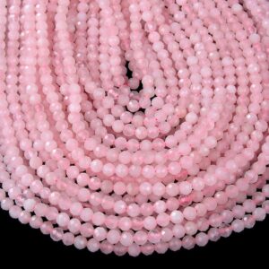 5MM Natural Rose Quartz Gemstone Grade AA Micro Faceted Round Beads 15 inch Full Strand BULK LOT 1,2,6,12 and 50 (80016337-P58)