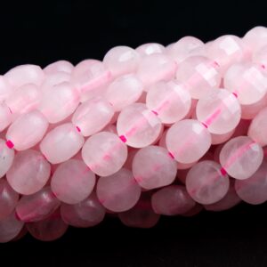 5x3MM Rose Quartz Beads Faceted Flat Round Button Grade A Genuine Natural Gemstone Loose Beads 15.5" / 7.5" Bulk Lot Options (117548)