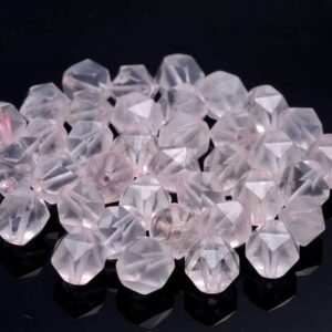 8MM Rose Quartz Beads Star Cut Faceted Grade AAA Genuine Natural Gemstone Loose Beads 14.5" LOT 1,3,5,10 and 50 (80005202-M19)