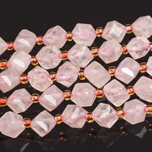 8MM Pink Rose Quartz Beads Grade AAA Genuine Natural Gemstone Faceted Cube Loose Beads 15"/7.5" Bulk Lot Options (126569)