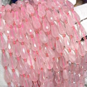 8×16mm Natural Faceted Rose Quartz Teardrop Spacer Loose Beads,diy Handmade Jewelry Making Beaded Accessories,15 Inches One Starand