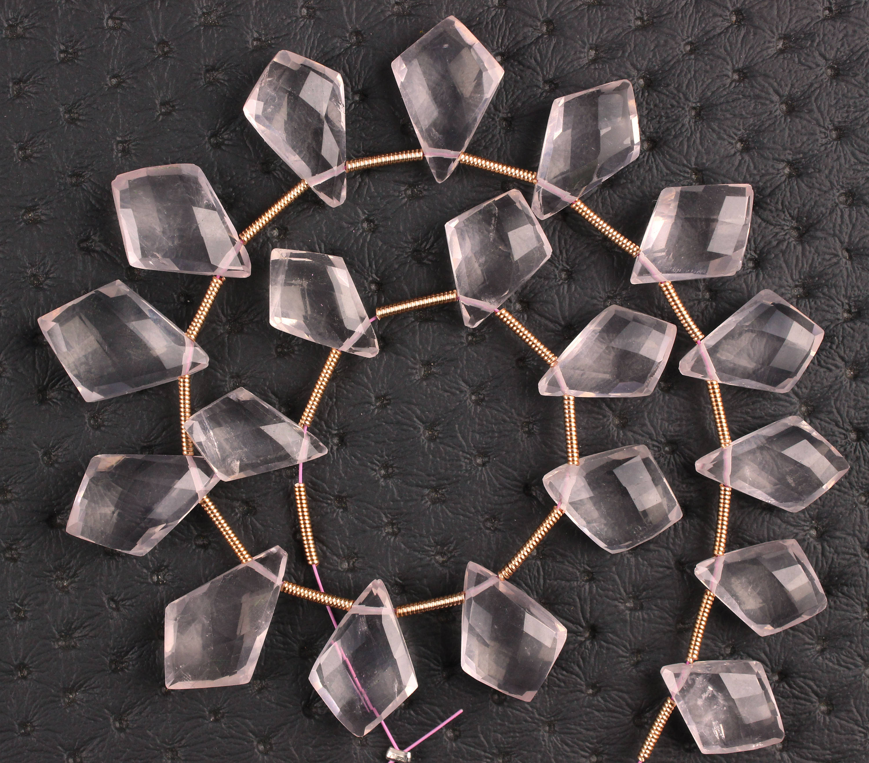 Aaa Rose Quartz Strand: Faceted Designer Shape, 19 Pieces