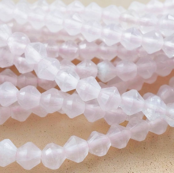 Rose Quartz Beads (bicone)(micro)(faceted)(4mm)(15.5"strand)