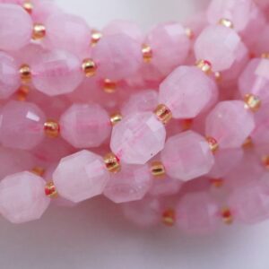 Rose Quartz Beads(Barrel)(Faceted)(8x7mm)(16"Strand)
