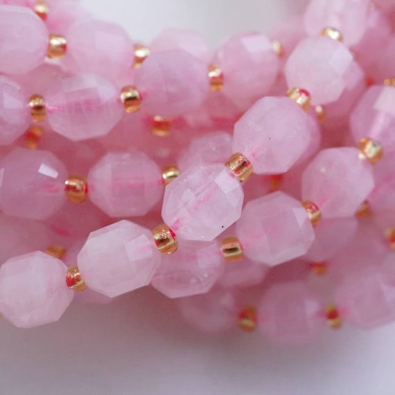 Rose Quartz Beads(barrel)(faceted)(8x7mm)(16"strand) Rose Quartz Beads(barrel)(faceted)(8x7mm)(16"strand)