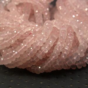 Faceted Rose Quartz Gemstone Beads: 5-6mm Rondelle, 16" Strand