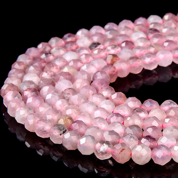 Natural Madagascar Rose Quartz Gemstone Grade Aaa 4mm Micro Faceted Round Beads 15 Inch Full Strand Bulk Lot 1,2,6,12 And 50 (80018185-p94)