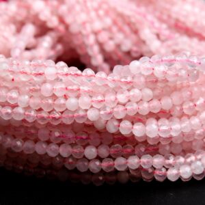 Natural Pink Rose Quartz Gemstone Grade Aaa Faceted Round 3mm Loose Beads
