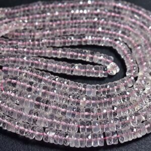 Natural Super Quality Micro Faceted Rose Quartz Tyre Rondelles Strand - Size is 5-7 mm #1142