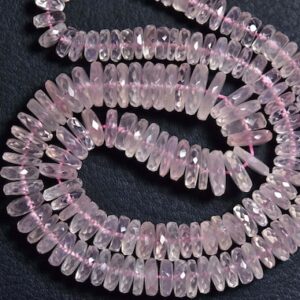 Natural Super Quality Micro Faceted Rose Quartz Tyre Rondelles Strand - 8 inches - Size is 6.5-9.5 mm #1140