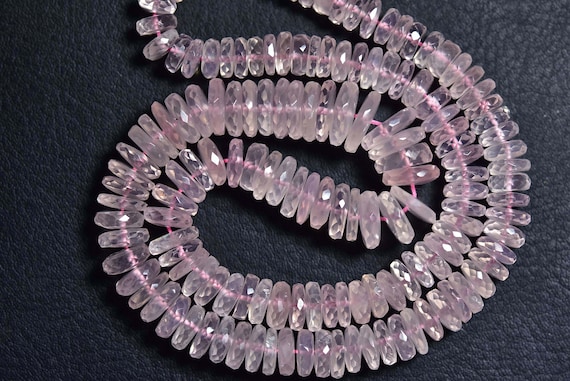 Natural Super Quality Micro Faceted Rose Quartz Tyre Rondelles Strand - 8 Inches - Size Is 6.5-9.5 Mm #1140