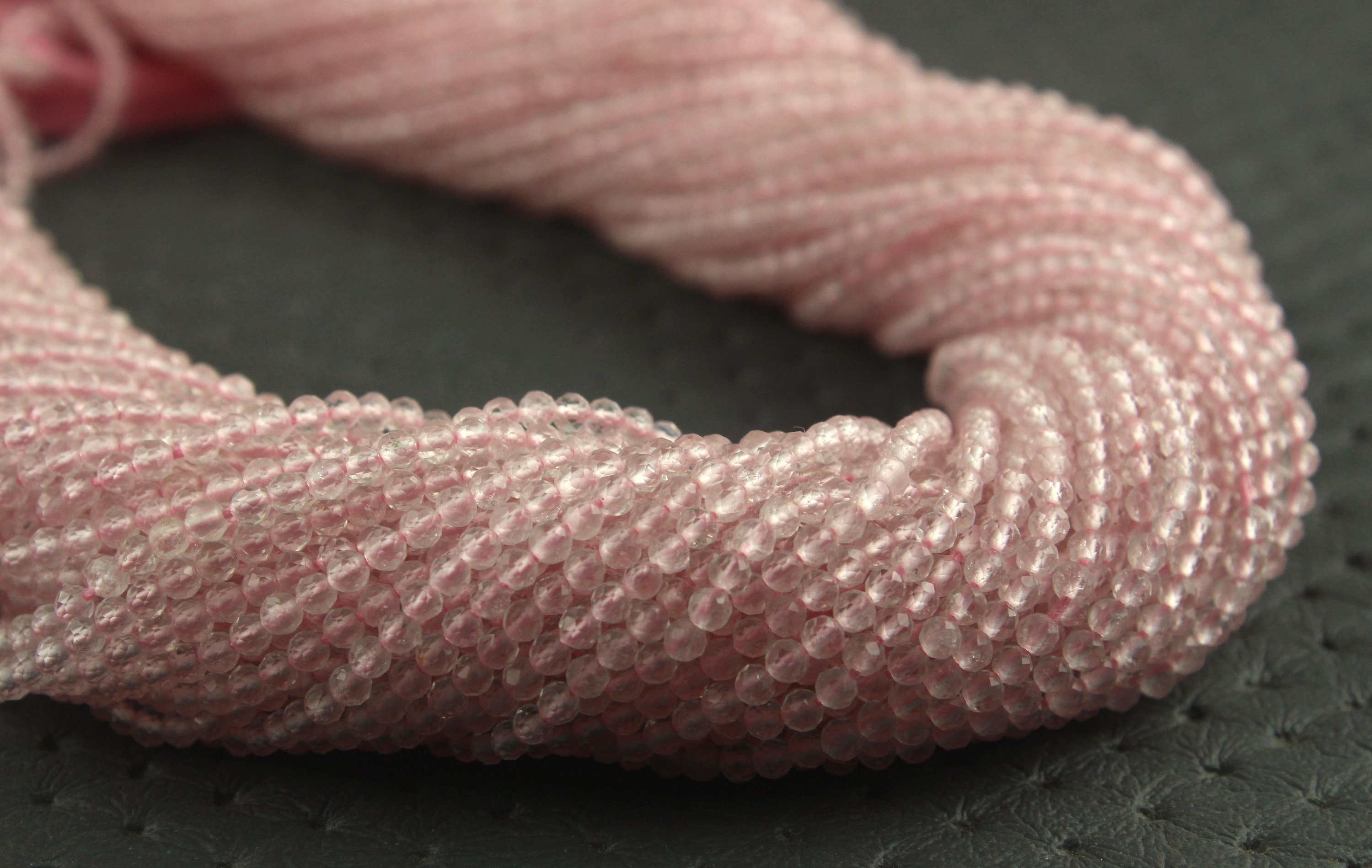 Faceted Rose Quartz Rondelle Beads, 2mm, 12.5" Strand