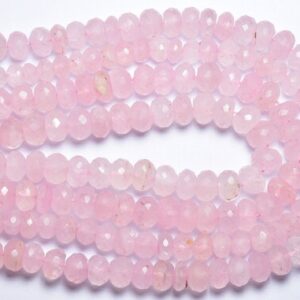 Rose Quartz Rondelle Beads - 9 inches - Natural Beautiful Faceted Rose Quartz Rondelles Strand - Size is 8-8.5 mm #1921