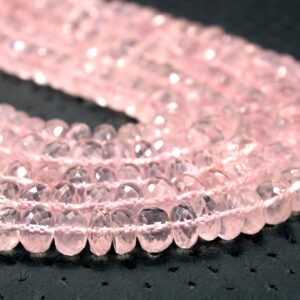 Faceted Rose Quartz Rondelle Beads - 7-7.5mm, 13" Strand