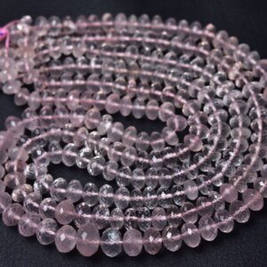 Superb Rosequartz Rondelle Beads - 8 inches - Natural Beautiful Faceted Rose Quartz Rondelles Strand - Size is 7 -8 mm #1788