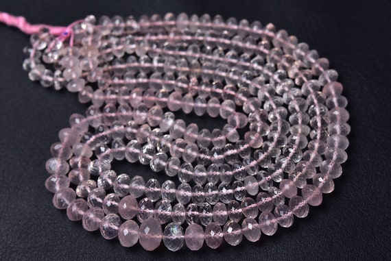 Superb Rosequartz Rondelle Beads - 8 Inches - Natural Beautiful Faceted Rose Quartz Rondelles Strand - Size Is 7 -8 Mm #1788 Superb Rosequartz Rondelle Beads - 8 Inches - Natural Beautiful Faceted Rose Quartz Rondelles Strand - Size Is 7 -8 Mm #1788