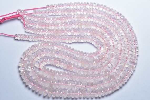 Superb Rose Quartz Tyre Beads - 8 Inches - Natural Super Quality Micro Faceted Rose Quartz Tyre Rondelles Strand - Size Is 6-8 Mm #1883 Superb Rose Quartz Tyre Beads - 8 Inches - Natural Super Quality Micro Faceted Rose Quartz Tyre Rondelles Strand - Size Is 6-8 Mm #1883