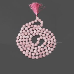 Rose Quartz 108 Beads Mala Necklace, 10mm Rose Quartz Beads Strand Mala, Hand Knotted Beads Mala, Japa Mala Necklace, Tassel Beads Necklace