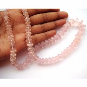 6-14mm Rose Quartz Plain Rondelle Beads, Rose Quartz Rondelles Beads For Jewelry, Pink Rose Quartz For Necklace (7in To 14in Options) - Rqpr 6-14mm Rose Quartz Plain Rondelle Beads, Rose Quartz Rondelles Beads For Jewelry, Pink Rose Quartz For Necklace (7in To 14in Options) - Rqpr