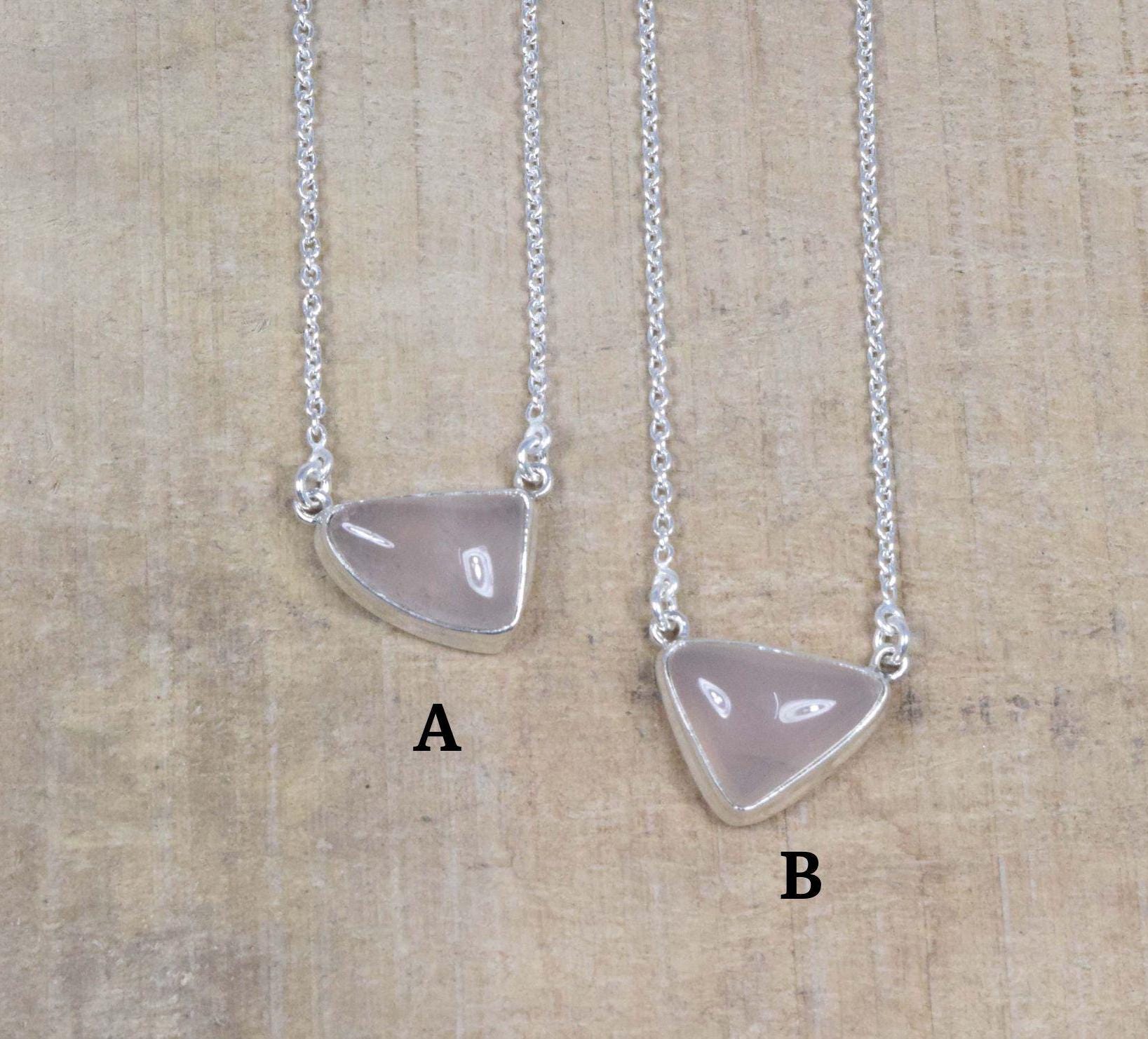 Rose Quartz 925 Sterling Silver Necklace: Handmade Gemstone Jewelry