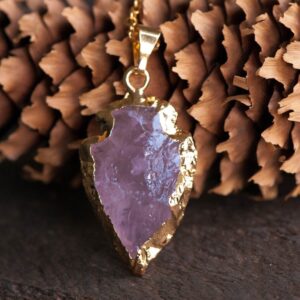 Rose Quartz Arrowhead Necklace,Arrowhead Necklace,Rose Quartz Necklace,Quartz Arrowhead,Gold Edged Stone Necklace,Quartz Necklace,Pink Stone
