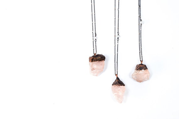 Rose Quartz Crystal Necklace | Electroformed Crystal Necklace | Raw Crystal Necklace | Rose Quartz Crystal Jewelry Rose Quartz Crystal Necklace | Electroformed Crystal Necklace | Raw Crystal Necklace | Rose Quartz Crystal Jewelry
