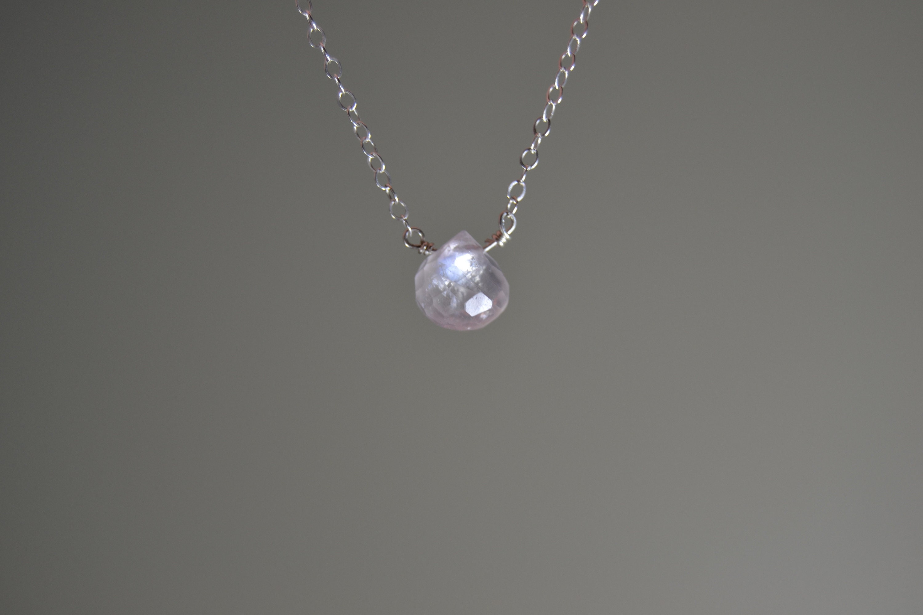Dainty Silver Rose Quartz Necklace / / Minimalist Gemstone Jewelry / / Sterling Silver, Gold Fill, Rose Gold Fill / / Heart Chakra / / Love Her
