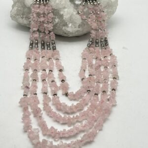 Five Strand Rose Quartz Beaded Necklace-20" Five Strand Rose Quartz Beaded Necklace-20"
