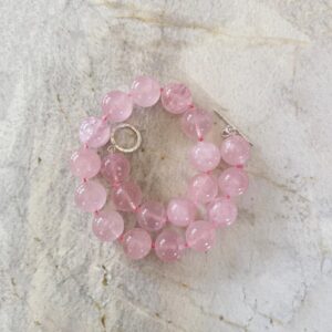 Handmade Madagascar Ice Rose Quartz Necklace: Sterling Silver Clasp Handmade Madagascar Ice Rose Quartz Necklace: Sterling Silver Clasp