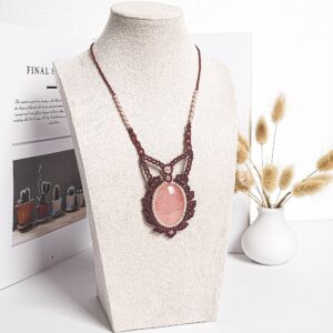 Rose Quartz Macrame Necklace Genuine Natural Grade Aaa Rose Quartz Necklace Gemstone Neckalce(95925) Rose Quartz Macrame Necklace Genuine Natural Grade Aaa Rose Quartz Necklace Gemstone Neckalce(95925)