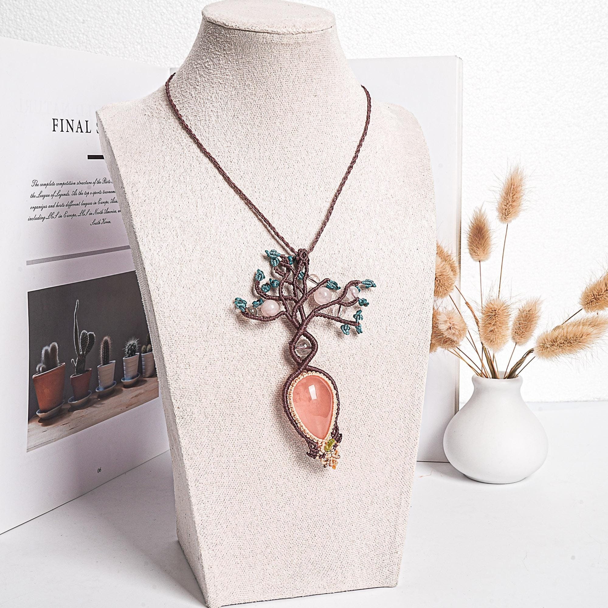 Rose Quartz Macrame Necklace Genuine Natural Grade Aaa Rose Quartz Necklace Gemstone Neckalce(95931) Rose Quartz Macrame Necklace Genuine Natural Grade Aaa Rose Quartz Necklace Gemstone Neckalce(95931)