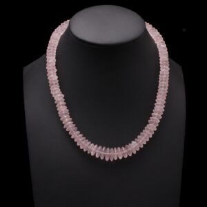 Natural Rose Quartz Beaded Necklace - 9mm-11mm Faceted Brazilian Cut Jewelry - Gift for Her Natural Rose Quartz Beaded Necklace - 9mm-11mm Faceted Brazilian Cut Jewelry - Gift for Her
