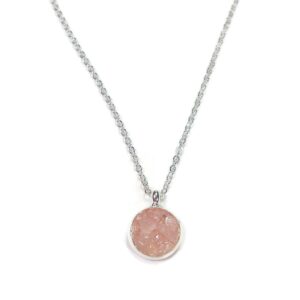 Pink Rose Quartz Silver Plated 18" Crushed Stone Necklace Pink Rose Quartz Silver Plated 18" Crushed Stone Necklace