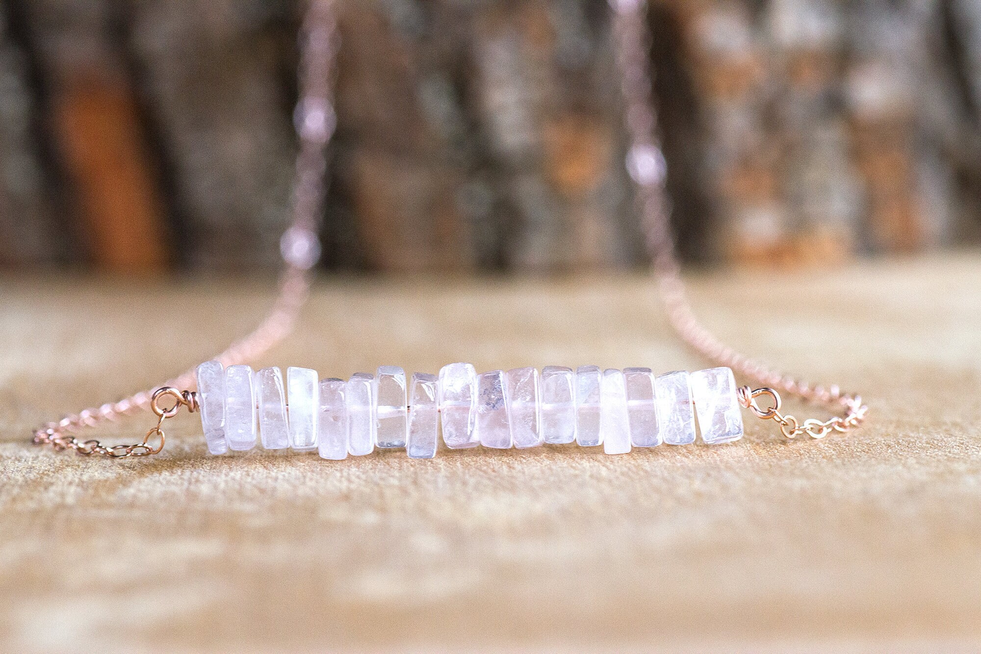 Raw Rose Quartz Necklace - Heart Chakra Crystal Necklace - Quartz Jewelry - Gift For Her -  Healing Crystal Jewelry