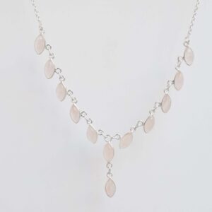 Rose Quartz Sterling Silver Necklace: Marquise Gemstone Chain, Handmade Rose Quartz Sterling Silver Necklace: Marquise Gemstone Chain, Handmade