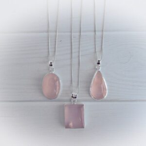 Rose Quartz Necklace Sterling Silver • Pink Quartz Necklace • Sterling Silver Rose Quartz Necklace • Rose Quartz Statement Necklace