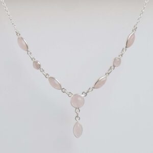 Rose Quartz Sterling Silver Necklace: Handmade Gemstone Chain Rose Quartz Sterling Silver Necklace: Handmade Gemstone Chain