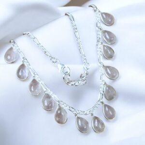 Rose Quartz Sterling Silver Choker: Handmade Boho Gemstone Necklace