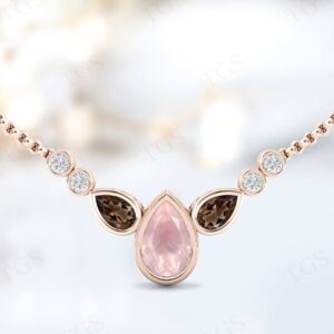 Vintage Rose Quartz Necklace For Women 925 Sterling Silver Quartz Wedding Necklace Pear Shaped Rose Quartz Multi Gemstone Necklace For Women Vintage Rose Quartz Necklace For Women 925 Sterling Silver Quartz Wedding Necklace Pear Shaped Rose Quartz Multi Gemstone Necklace For Women