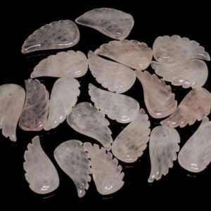 10x6mm Rose Quartz Gemstone Grade A Carved Angel Wing Beads Bulk Lot 2,6,12,24,48 (90187160-001)