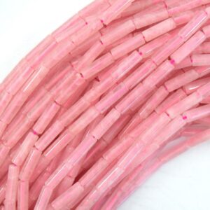 13mm Natural Pink Rose Quartz Tube Cylinder Beads 15.5" Strand