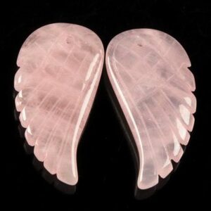 19x10mm Rose Quartz Gemstone Grade A Carved Angel Wing Beads Bulk Lot 2,6,12,24,48 (90187158-001)