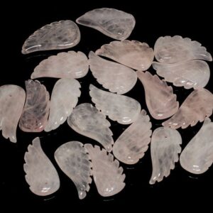 19x10mm Rose Quartz Gemstone Grade A Carved Angel Wing Beads Bulk Lot 2,6,12,24,48 (90187158-001)