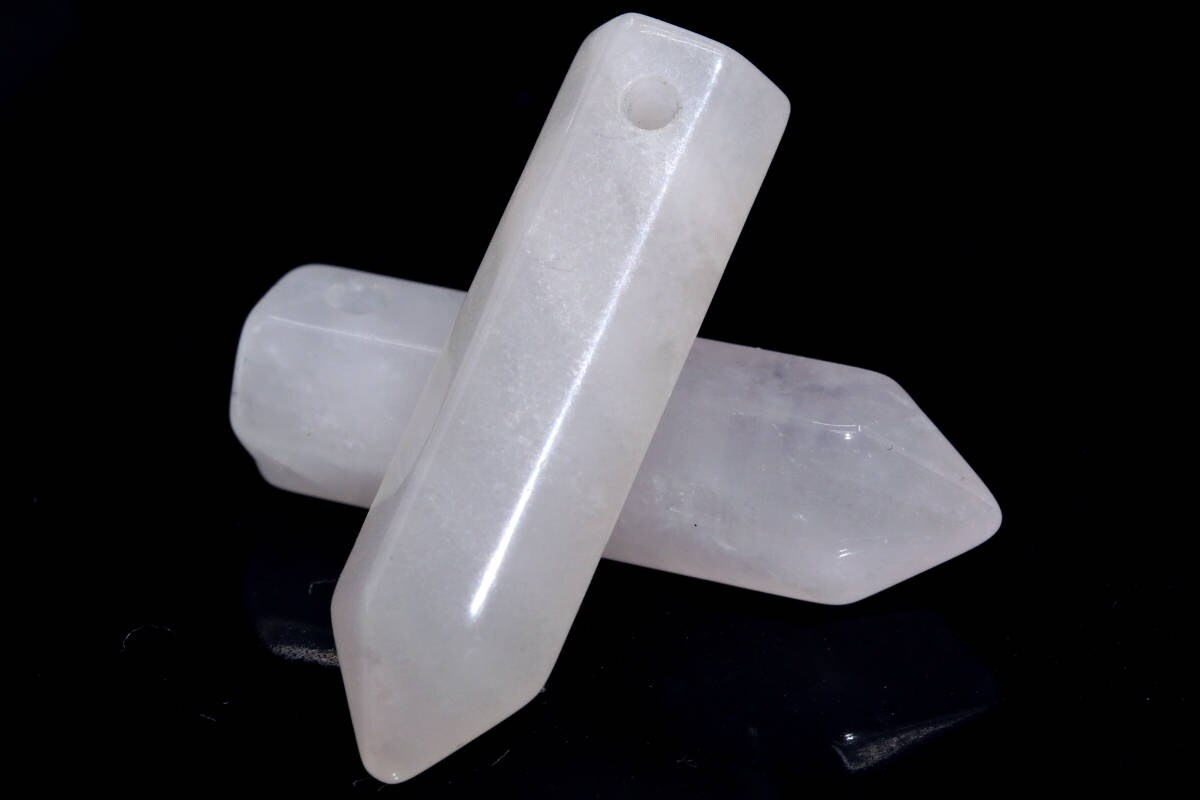 2 Pcs 30x8mm White Rose Quartz Beads Healing Hexagonal Pointed Grade Aaa Genuine Natural Loose Beads Bulk Lot 2,4,6,12 And 50 (103343-723)