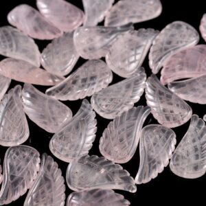 25x13mm Rose Quartz Gemstone Grade Aa Carved Angel Wing Beads Bulk Lot 2,6,12,24,48 (90187157-001)