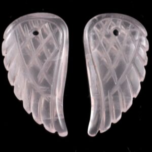 25x13mm Rose Quartz Gemstone Grade Aa Carved Angel Wing Beads Bulk Lot 2,6,12,24,48 (90187157-001)